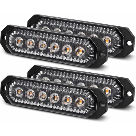 4 Stück Notfall-Blitzleuchten, bernsteinfarbene Blinklichter, LED-Warnwarnleuchte,  12/24 V, für PKW-LKW-Anhänger (CB-01)