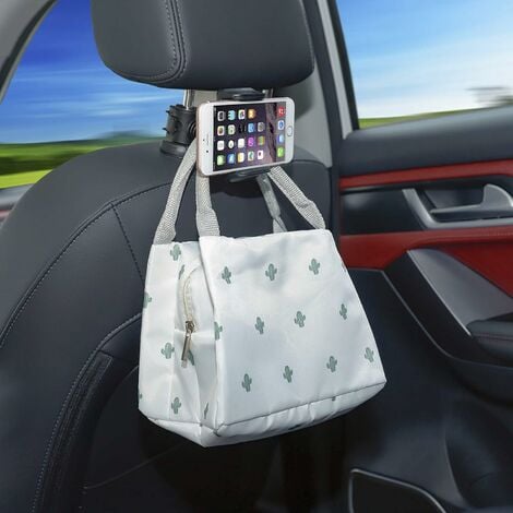 Auto-Rücksitz-Handyhalterung, verstellbare 360-Grad-Drehung,  Aufbewahrungshaken, kompatibel mit iPhone, Galaxy, Huawei, Xiaomi, Schwarz