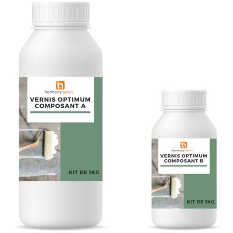 Harmony Beton – Vernis polyuréthane bi-composant 1 kg – Finition satinée – Protection hydrofuge pour surfaces exposées – Résistance aux taches et rayures