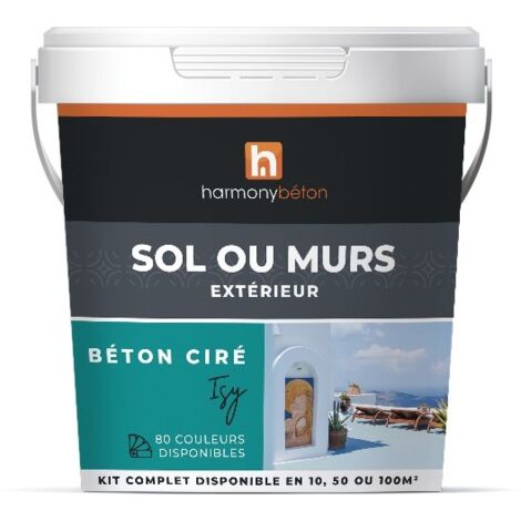 Kit ISY Béton ciré pour sol ou murs extérieur - 10 m² Satinée 23.Sauge (1/5)