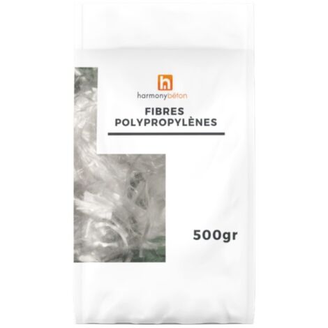 Harmony Beton – Fibres béton polypropylènes 34µ – Longueur 12mm – Réduit fissuration et faïençage – Compatible avec tous types de béton