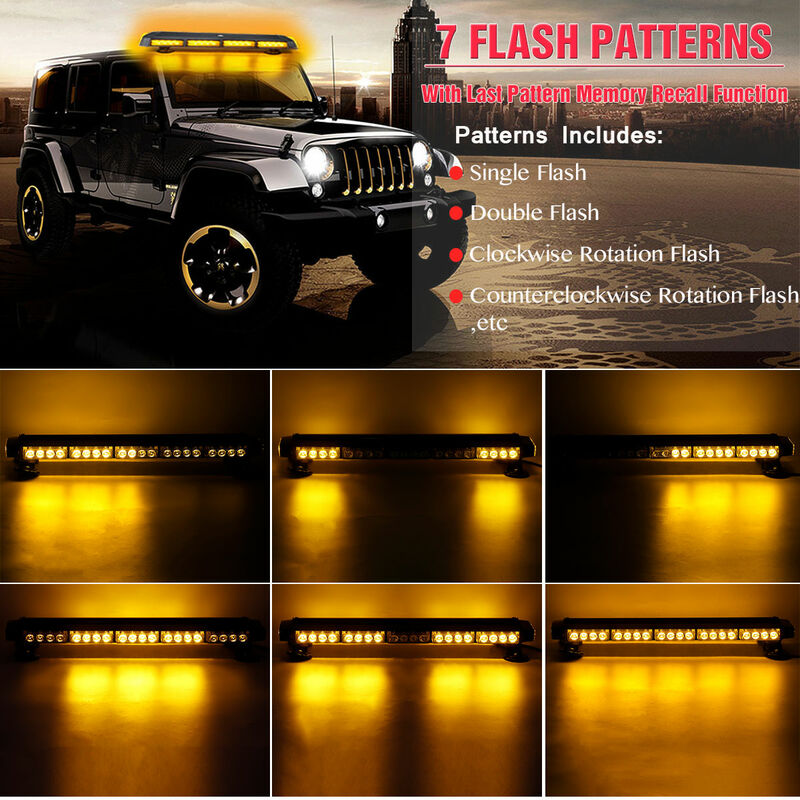 12V 24 pollici 346-LED Ambra Doppio Lato Traffic Advisor Strobe Flash Light  Bar Luce di backup Impermeabile Magnetico Universale Manta