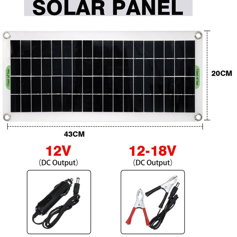 Pannello solare iMars 12V 30W caricatore solare + controller 100A 2 porte  USB policristallino flessibile con