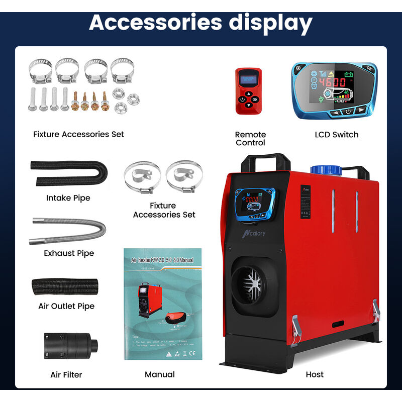 Riscaldatore d'aria per auto diesel 8KW 12V Riscaldatore di parcheggio per  riscaldatore d'aria LCD Manta