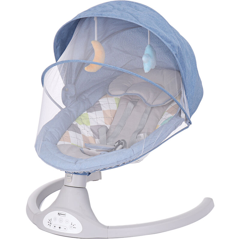 Sdraietta Automatica 65x65x71,5cm per Bambino con Zanzariera Musica  Telecomando Altalena Mobili per Bambini Blu