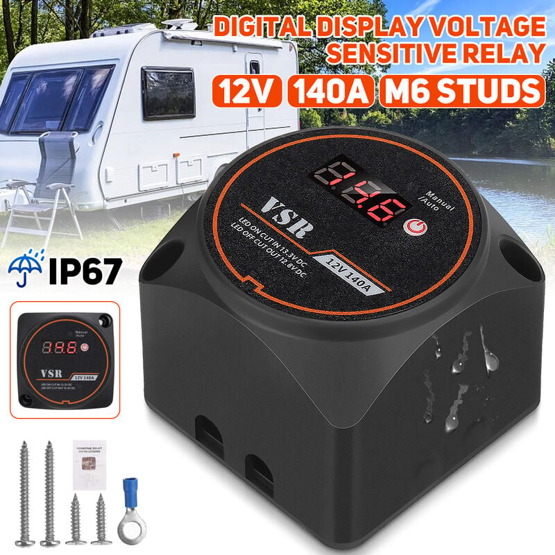 LCD Digital Voltage Dual Battery Isolator Relè sensibile VSR 12V 140A Smart  Battery Isolator per ATV UTV Barche Camper Camper Veicoli fuoristrada Agito