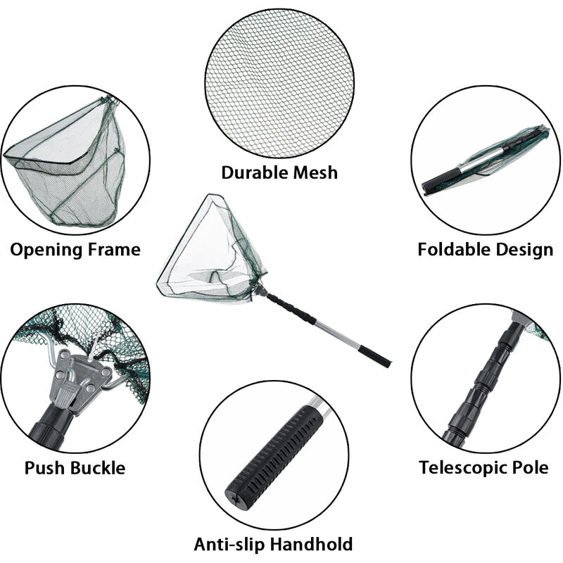 Rete Pesca Pieghevole Con Manico Telescopico In Allumino Estensibile  Guardino 