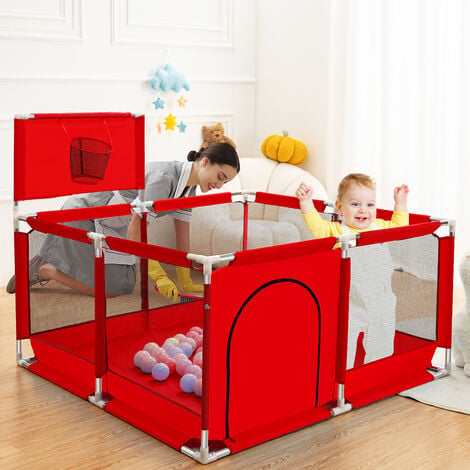 Box per Bambini, 150x180 cm Recinto per Bambini XXL con Mesh Traspirante,  Centro di Attività per Bambini, grigio