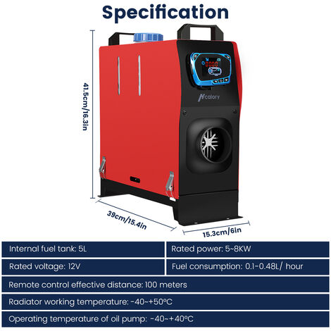 Riscaldatore diesel per veicoli 8KW 12V Riscaldatore d'aria diesel  all-in-one per autobus per barche camion auto con telecomando Manta