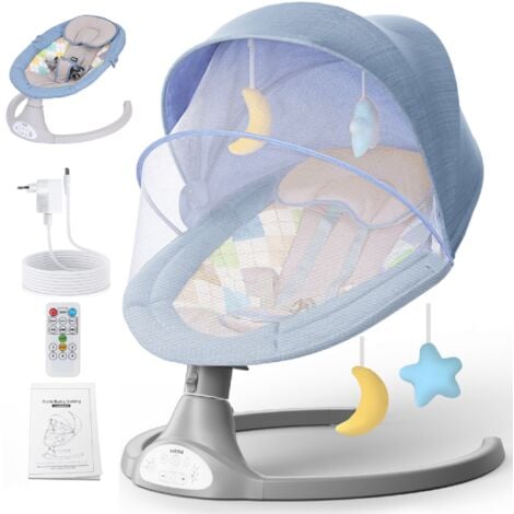 Sdraietta Automatica 65x65x71,5cm per Bambino con Zanzariera Musica  Telecomando Altalena Mobili per Bambini Blu