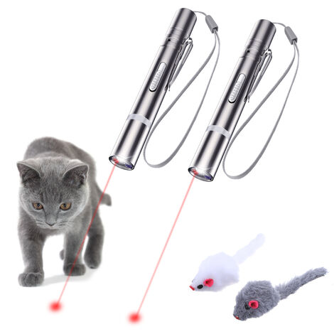 Puntatore LED da 2 pezzi con topo in sisal, luce per gatti, prodotti per  animali domestici