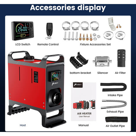 Riscaldatore d'aria diesel Hcalory HC-A02 5-8KW 12/24V 5L Riscaldatore  silenzioso LCD Riscaldatore