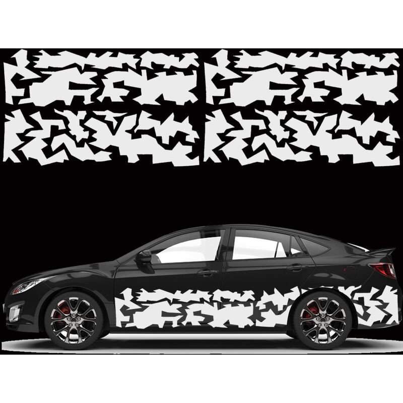 59cmx180cm Universal Auto Car Side Body Stickers Decalcomanie Vinyl Graphic  Decor (bianco)