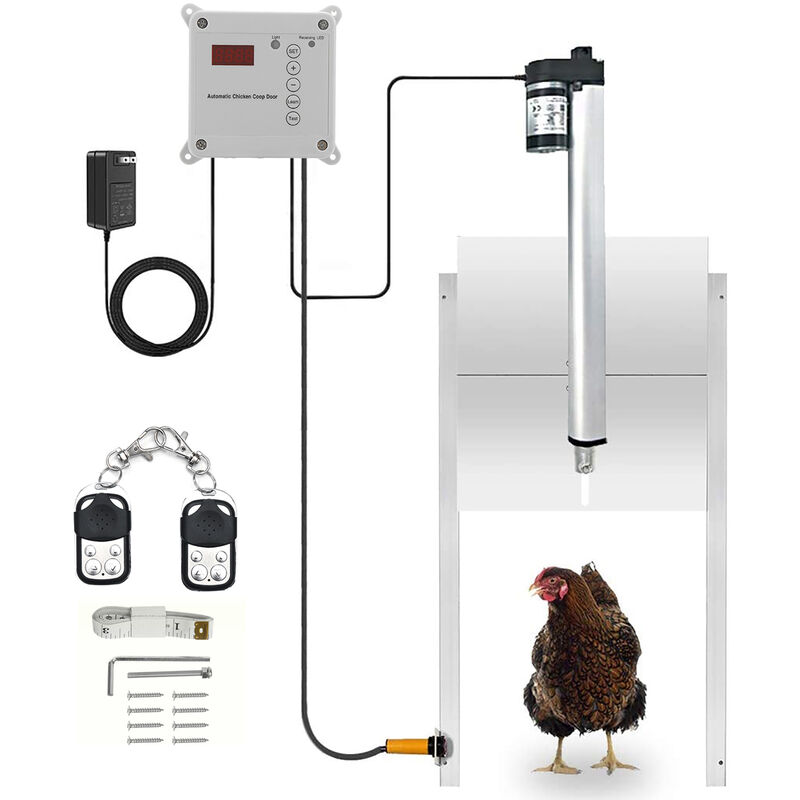 Porta automatica per pollaio - 24 x 32 cm - Sensore luce - Sistema  antiblocco