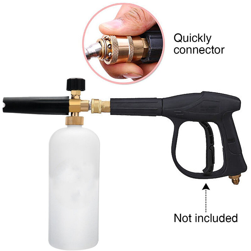 Pistola per idropulitrice con attacchi rapidi per ugelli e lancia foam