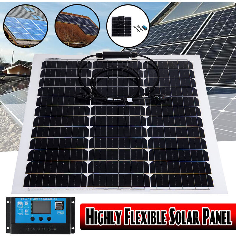 80W Pannello solare flessibile Pannello solare monocristallino per Camper  Camping Con regolatore 12V 10A