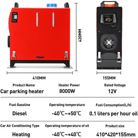 8Kw Air Heater 12V Riscaldatore D'Aria Aria Condizionata Auto 8000W Heating