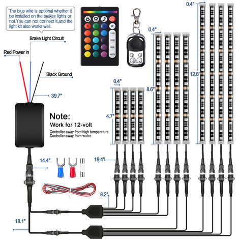 Kit Luci Sottoscocca LED Lychee - 7 Colori Con Telecomando E Sound Active - Foto 6