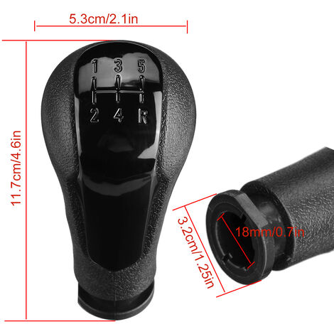 Pomello Cambio Auto Per Chevrolet Spark 2011-2016 5 Marce | Leva Cambio In ABS E Pelle, Sostituzione MT (Nero/Argento Opaco)
