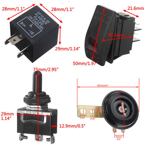 Kit indicatori di direzione a bilanciere 12V con clacson e luce di  retromarcia per carrello da