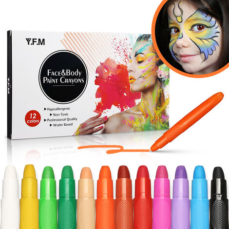 12 pezzi Kit di pastelli per pittura per il viso corpo per bambini sicuro e  non