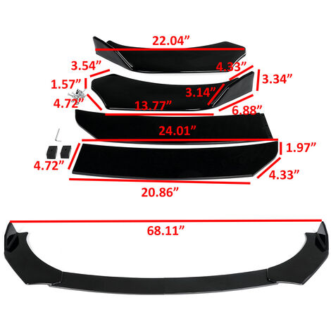 Paraurti Tuning Fiat 500 gomma protezione universale auto spoiler nero per  kit 1