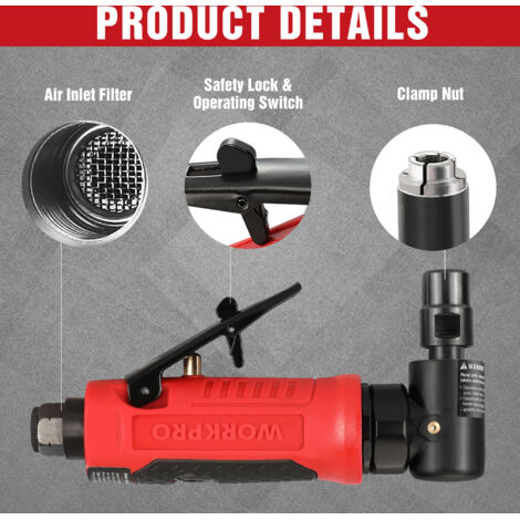 Pneumatique Meuleuse Pneumatique, Air Grinder, 1/4 Pouce Broyeur à Air, Trousse De Meulage Pneumatique Meuleuse Dangle A Air Comprime Kit De Meulage Pour Le Polissage Et Le Meulage De Divers Moules En