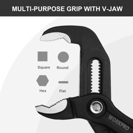 Pince Multiprise WORKPRO 250mm - 12 Positions, Mâchoire Courbée Pour Plomberie Et Bricolage