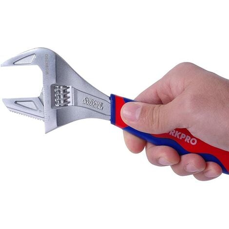 WORKPRO Clé à Molette et Pince Multiprise 2 en 1 avec Grande Ouverture 42 mm et Poignée Bi-Matière, Longeur 200mm