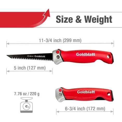 Goldblatt Scie à Guichet Pliante 310mm avec Lame Bi-matière (8 D/Po) pour Découpe et Perforage Rapide sur Plaque de Plâtre, Contreplaqué, Bois Aggloméré