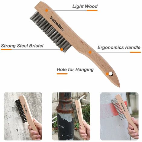 Set De 8 Brosses Métalliques ValueMax - Poils Laiton/nylon, Manche Incurvé - Neuf
