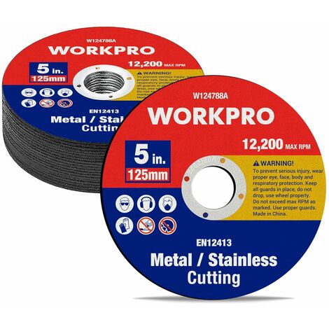 Workpro – Disque à tronçonner 20 pièces 125 mm – Meules pour métal et acier inoxydable – Épaisseur 1,2 mm – Diamètre alésage 22 mm