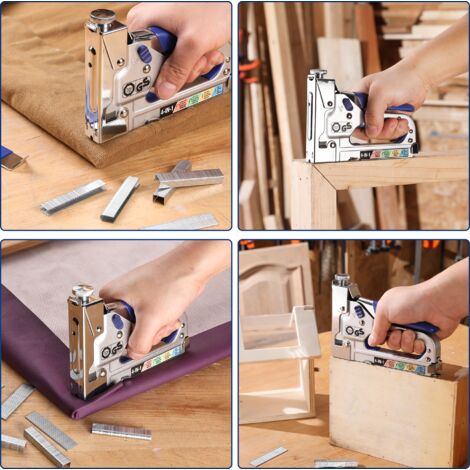 Pistolet à Agrafes Robuste WORKPRO 4 En 1 Avec 3000 Agrafes + 1000 Clous - Kit Complet