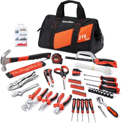 Coffret multi-outils 219 pièces – Outils forgés et polis – Sac durable avec 13 poches – Pour assemblage et réparations précises
