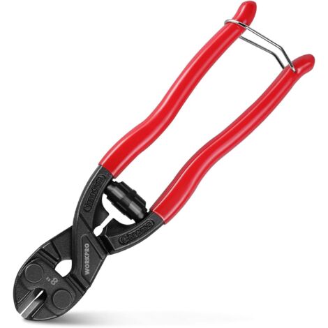 Workpro – Mini coupe-boulons 200 mm – Acier allié Cr-V forgé – Capacité de coupe 4 mm – Poignée antidérapante – Ressort télescopique ergonomique