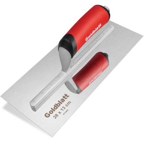 Truelle de lissage en acier inoxydable 280 x 130 mm – Construction rivetée avec 10 rivets – Pour plâtre, mastic, béton, cloisons sèches – Goldblatt