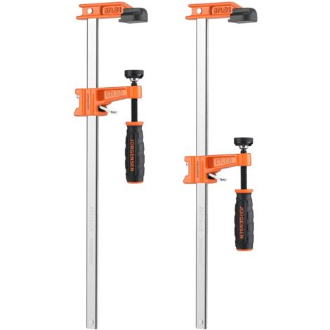 Jorgensen – Serre-joint métallique à vis – Lot de 2 – Force de serrage 136kg – Ouverture 300mm – Mâchoire 60mm pour assemblage précis