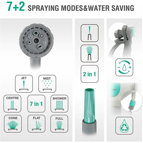 HAUSHOF Enrouleur Tuyau Arrosage, 20+2 m avec 2 Pistolet à Eau (9 Modes de Jet Réglables),Rétractation Automatique,Pivotant à 180°,Verrouillage à Toute Longeur,Dévidoir Mural Idéal pour Jardin,Garage