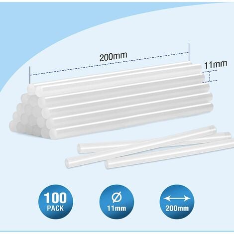 WORKPRO Lot de 100 Bâtons de Colle Chaude, Bâtonnets de Colle Transparents Universels pour Pistolet à Colle Chaude, Idéal pour Bricolage, Artisanat 200 x 11 mm