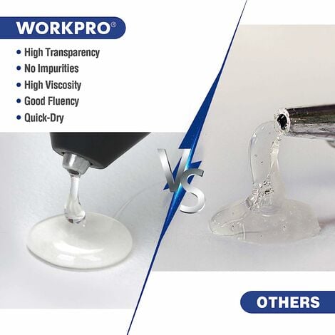 WORKPRO Lot de 100 Bâtons de Colle Chaude, Bâtonnets de Colle Transparents Universels pour Pistolet à Colle Chaude, Idéal pour Bricolage, Artisanat 200 x 11 mm