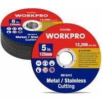Workpro – Disque à tronçonner 125 mm – Épaisseur 1,2 mm – Lot de 20 – Pour métal et acier inoxydable – Compatible meuleuses d'angle