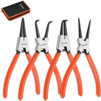 Jeu de 4 pinces à circlips – Pince interne/externe 180mm – Pointe 1,6mm – Acier au carbone forgé – Sac de rangement inclus