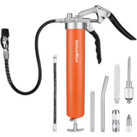 Pistolet à graisse 6000 PSI – Pompe manuelle avec tuyau flexible 24/45cm – Capacité 400ml – 2 tubes métalliques 11/14,5cm et 5 buses - 6000PSI