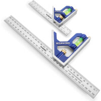 Workpro – Équerre combinée 150mm et 300mm en acier inoxydable – Niveau à bulle et tire-lignes – Mesure précise pour menuiserie et ingénierie