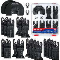Workpro – Lames de scie oscillantes 22PCS – Acier haute teneur en carbone – Pour bois dur, métal, plastique – Coffret avec adaptateurs C-clip