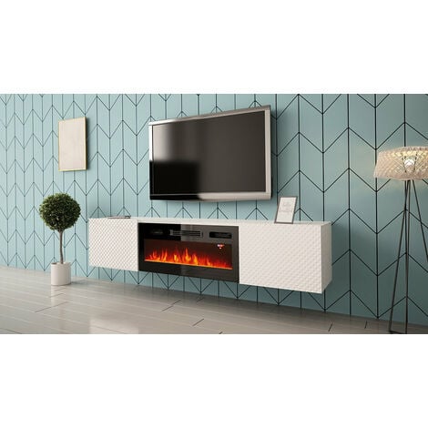 WODD - Meuble TV 180 cm avec cheminée chauffante électrique