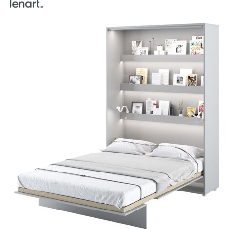 Bim Furniture – Lit escamotable 140x200 cm vertical – Mécanisme pneumatique – Structure métal renforcé – Charge maximale 200 kg