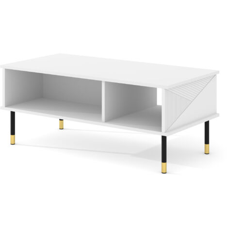 Table basse WOODY 110x55 cm fraisée blanc mat (1/4)