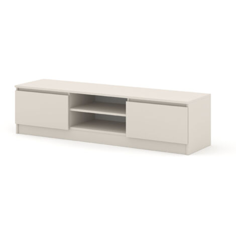Bim Furniture – Meuble TV cachemire 150 cm – 2 compartiments fermés – 2 étagères – Panneau stratifié 16 mm – Socle pour stabilité (1/5)