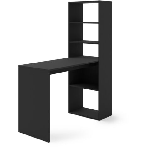 Bureau HARMONY avec bureau d'ordinateur et étagères en noir mat (1/5)
